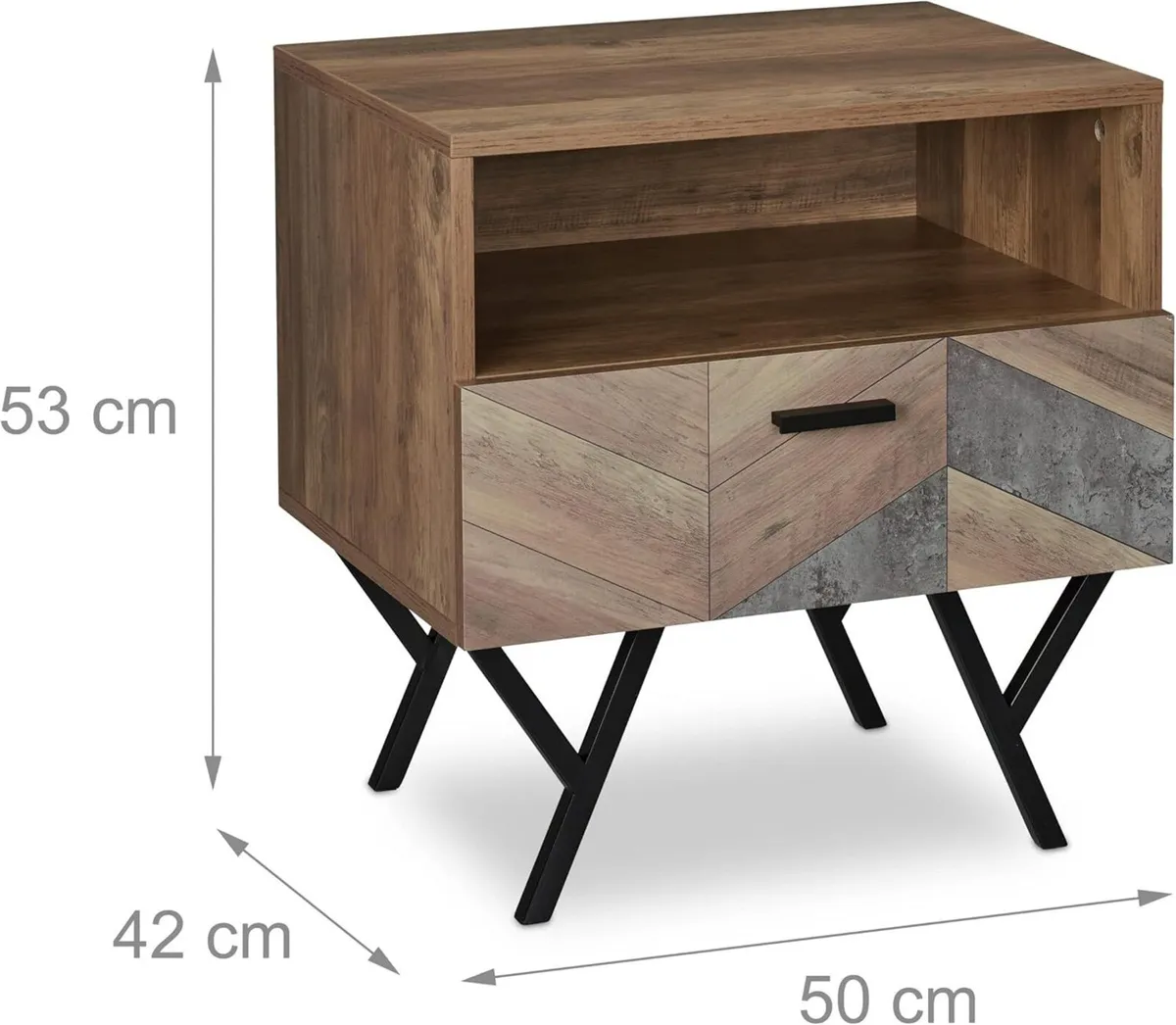 Night Stand Side Table Drawer Industrial H x W D: - Image 3
