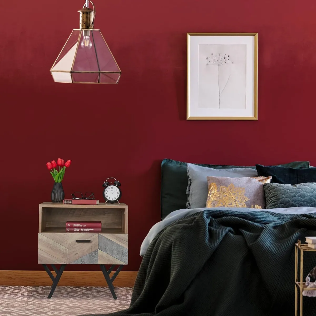 Night Stand Side Table Drawer Industrial H x W D: - Image 2