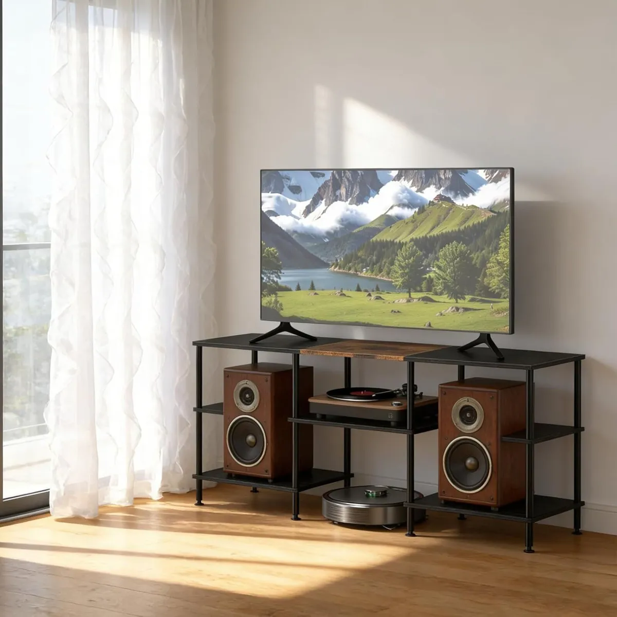 Industrial Shelf TV Furniture Piece 114 x 30 49 - Image 3