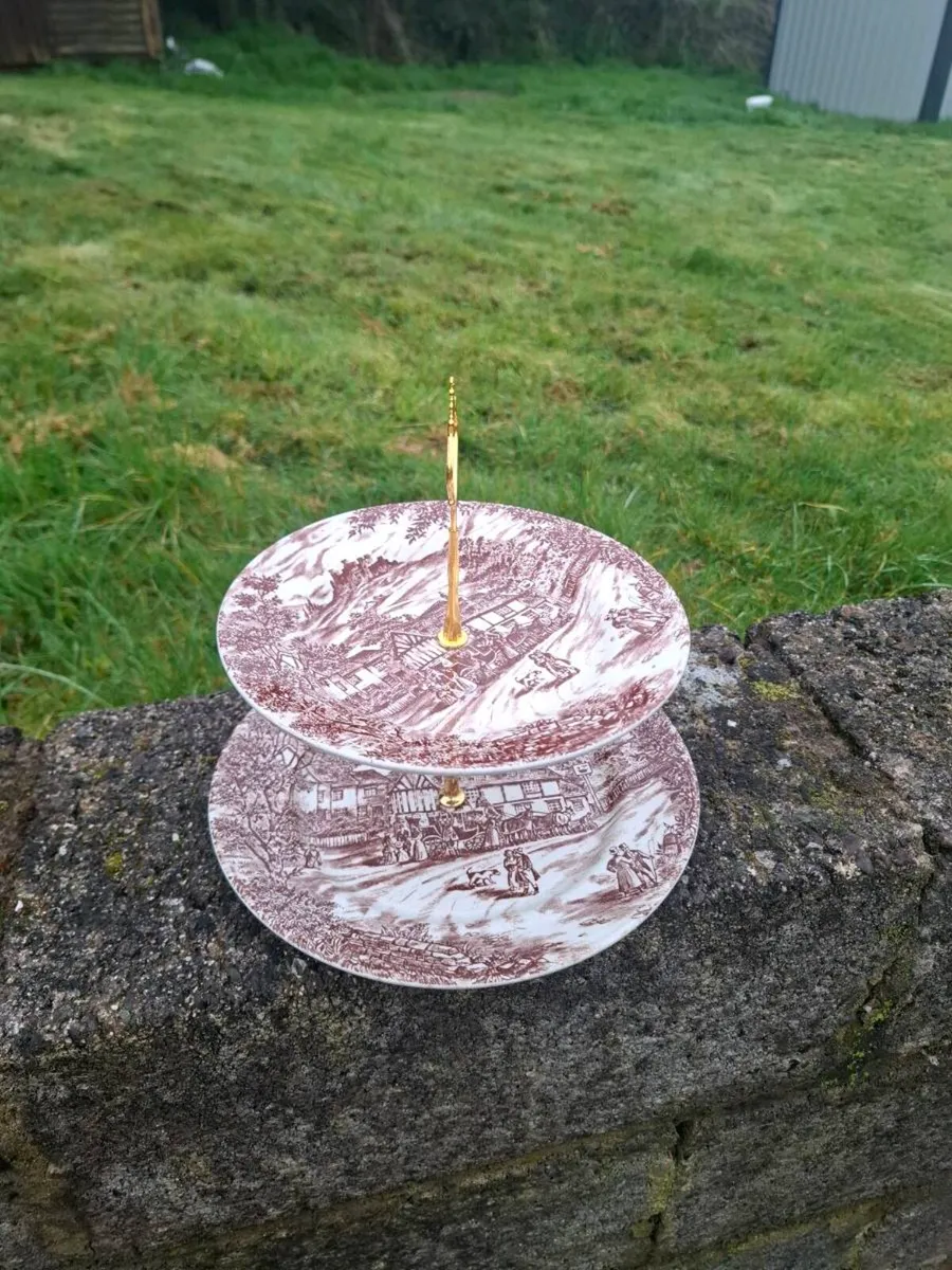 Homemade brown 2 tiers cake stand - Image 2