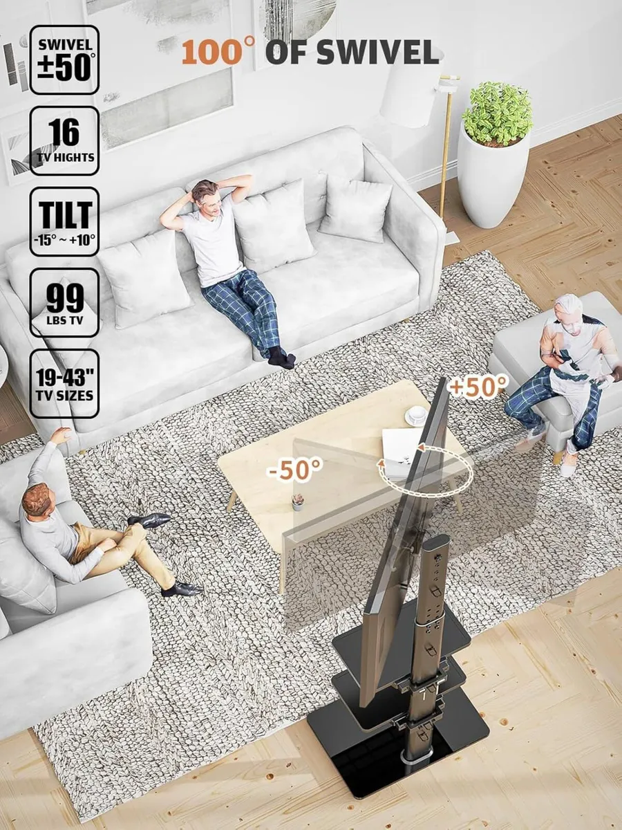 Universal Floor TV Stand with Swivel Mount for 19 - Image 2