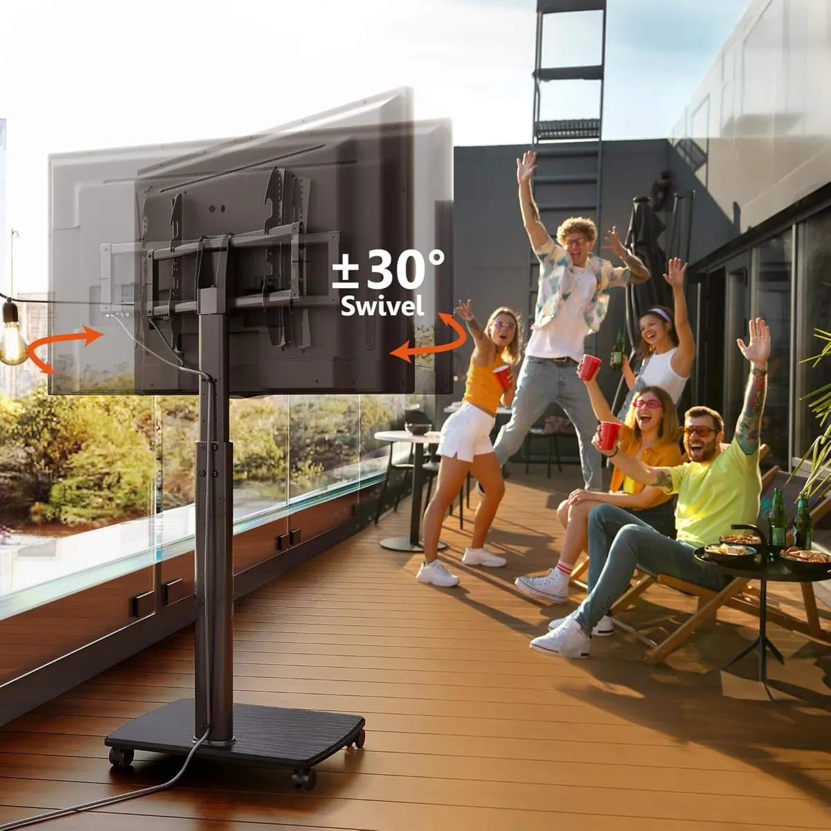 TV Stand on Wheels with 20mm Wood Base for 32-70 - Image 2