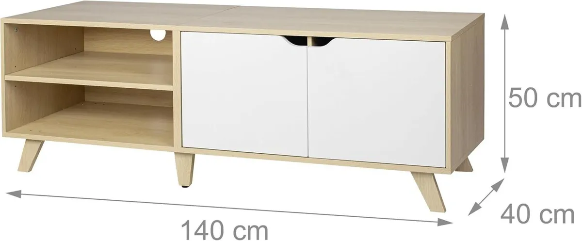 TV Lowboard with 6 Compartments Cable Management - Image 3