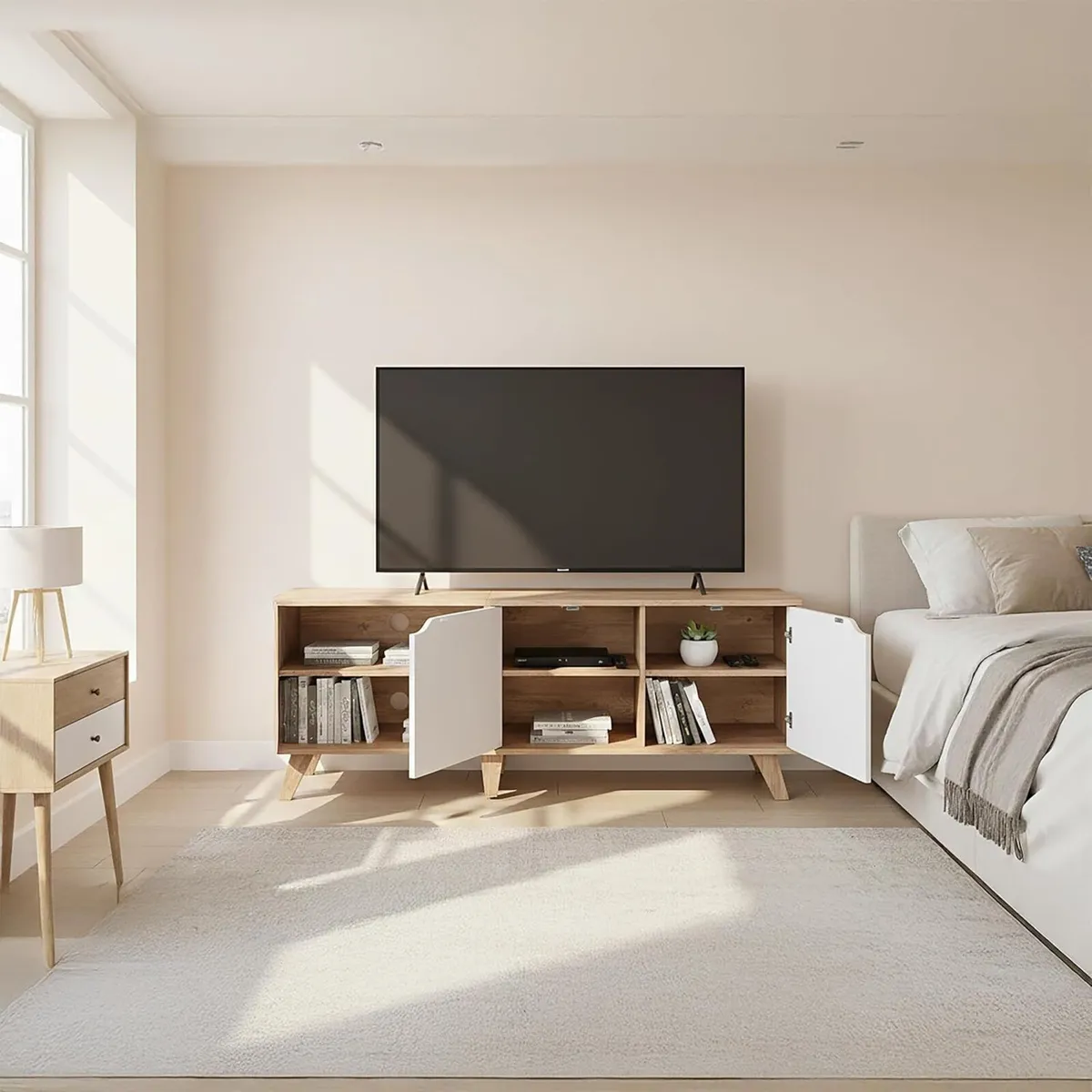 TV Lowboard with 6 Compartments Cable Management - Image 4