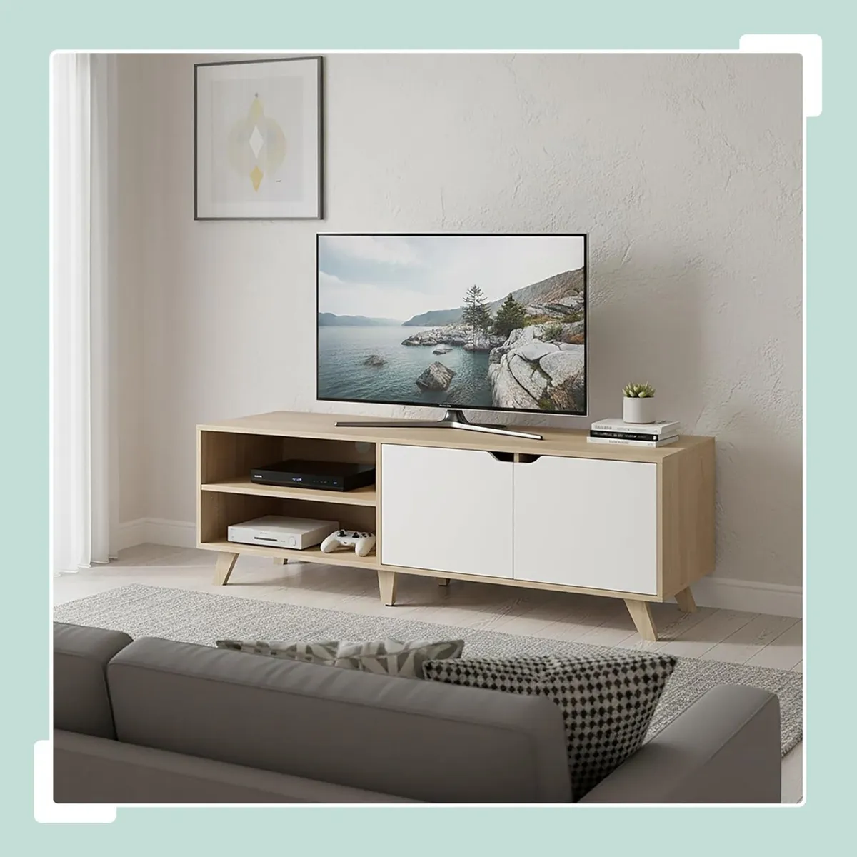 TV Lowboard with 6 Compartments Cable Management - Image 2