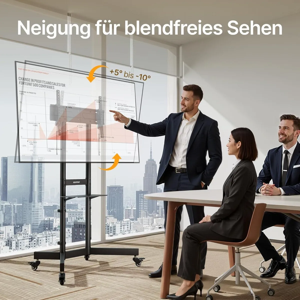 Height-adjustable mobile TV stand rollable for - Image 2