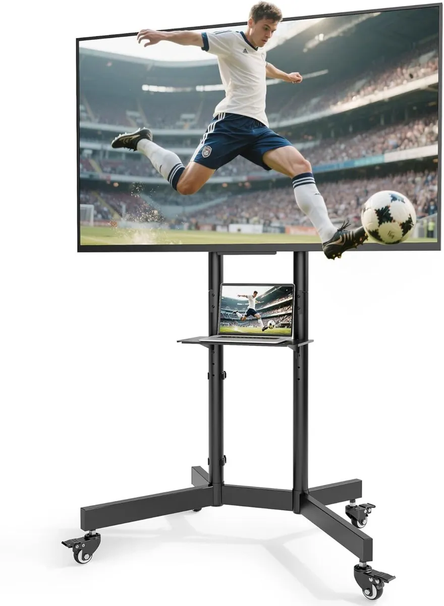 Height-adjustable mobile TV stand rollable for - Image 1