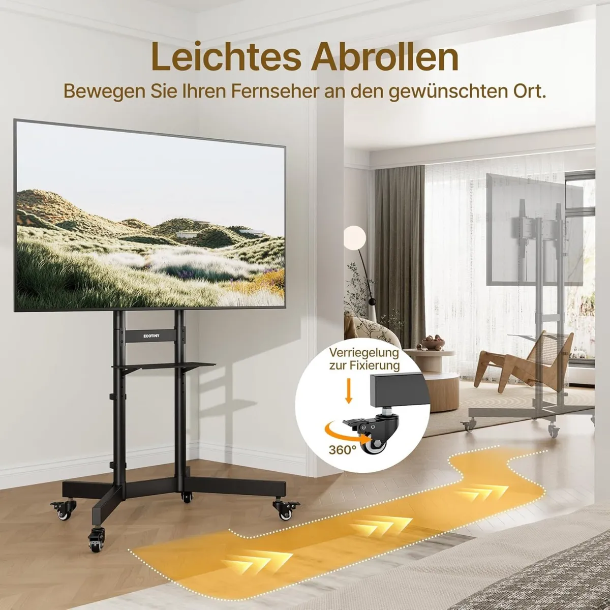 Height-adjustable mobile TV stand rollable for - Image 4