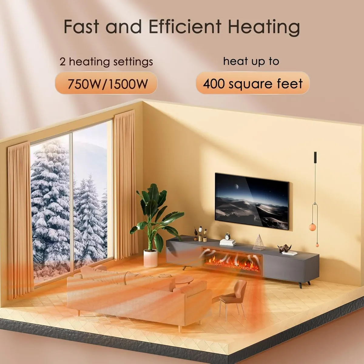 Electric Fireplace Wall Mounted/Recessed/Freestand - Image 3