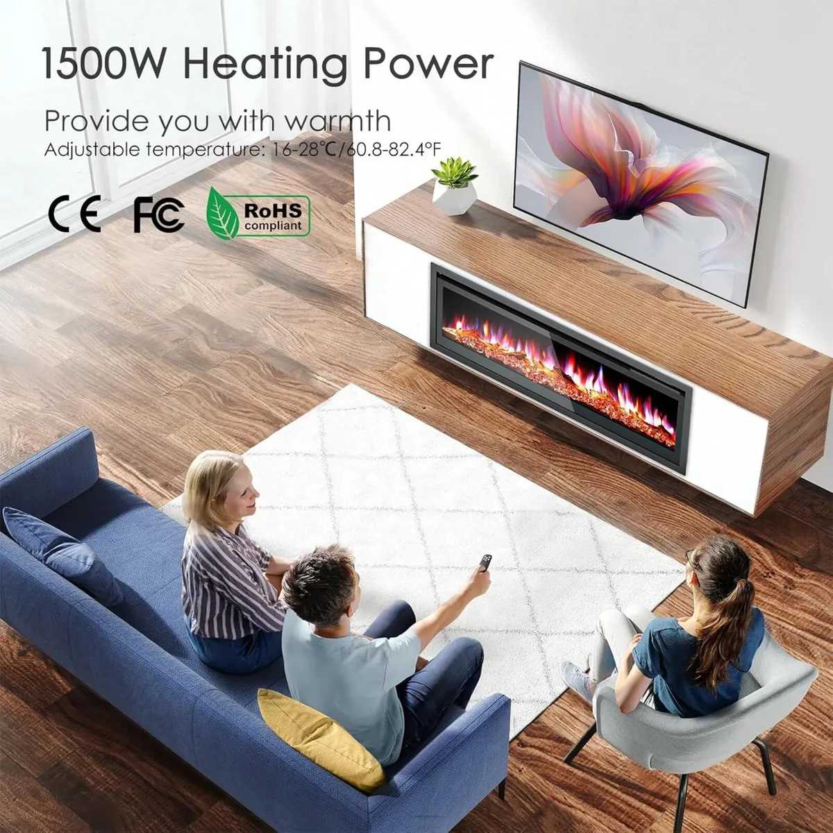 Electric Fireplace Wall Mounted/Recessed/Freestand - Image 4