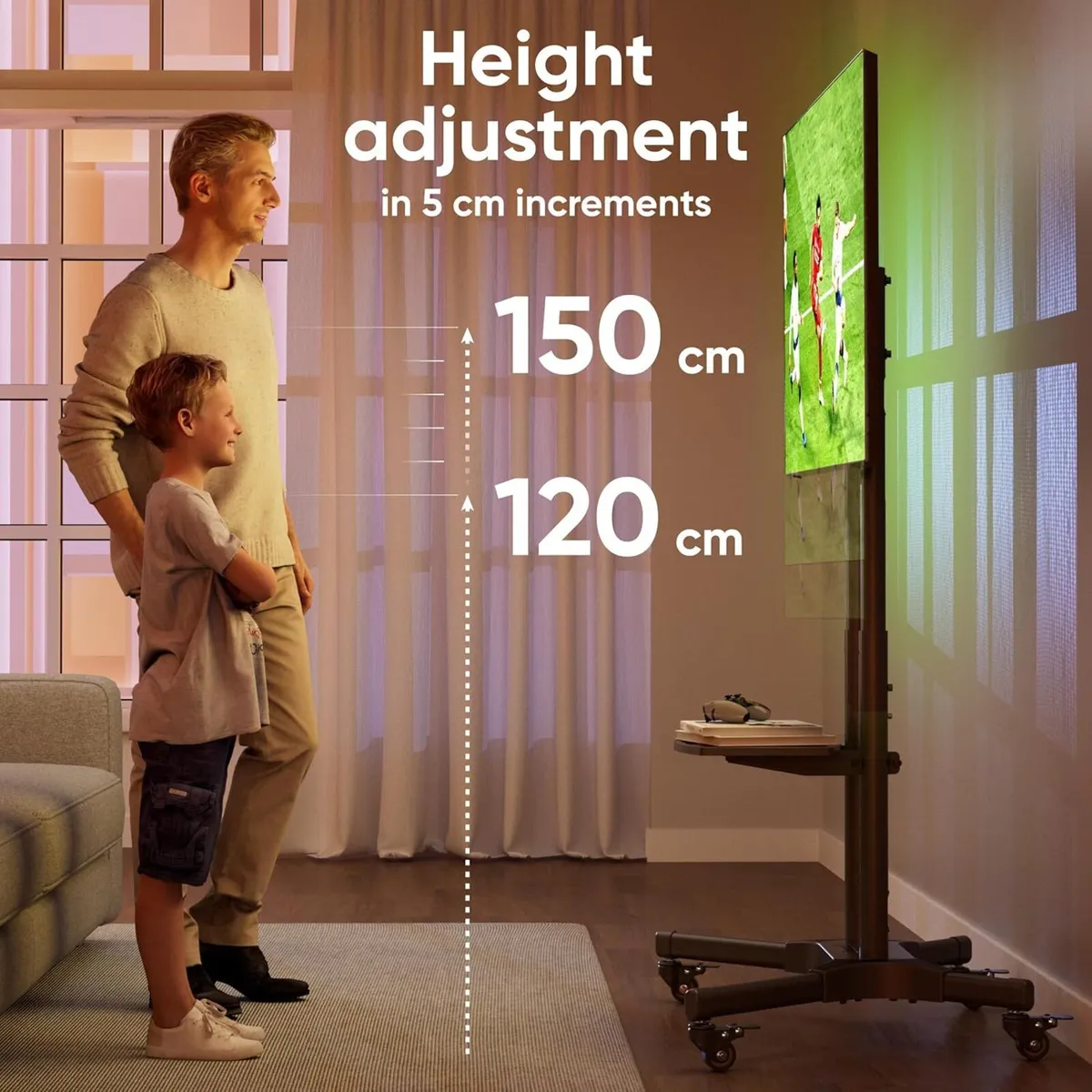 Mobile TV Stand on Wheels for 32-65 Inch Screen - Image 3