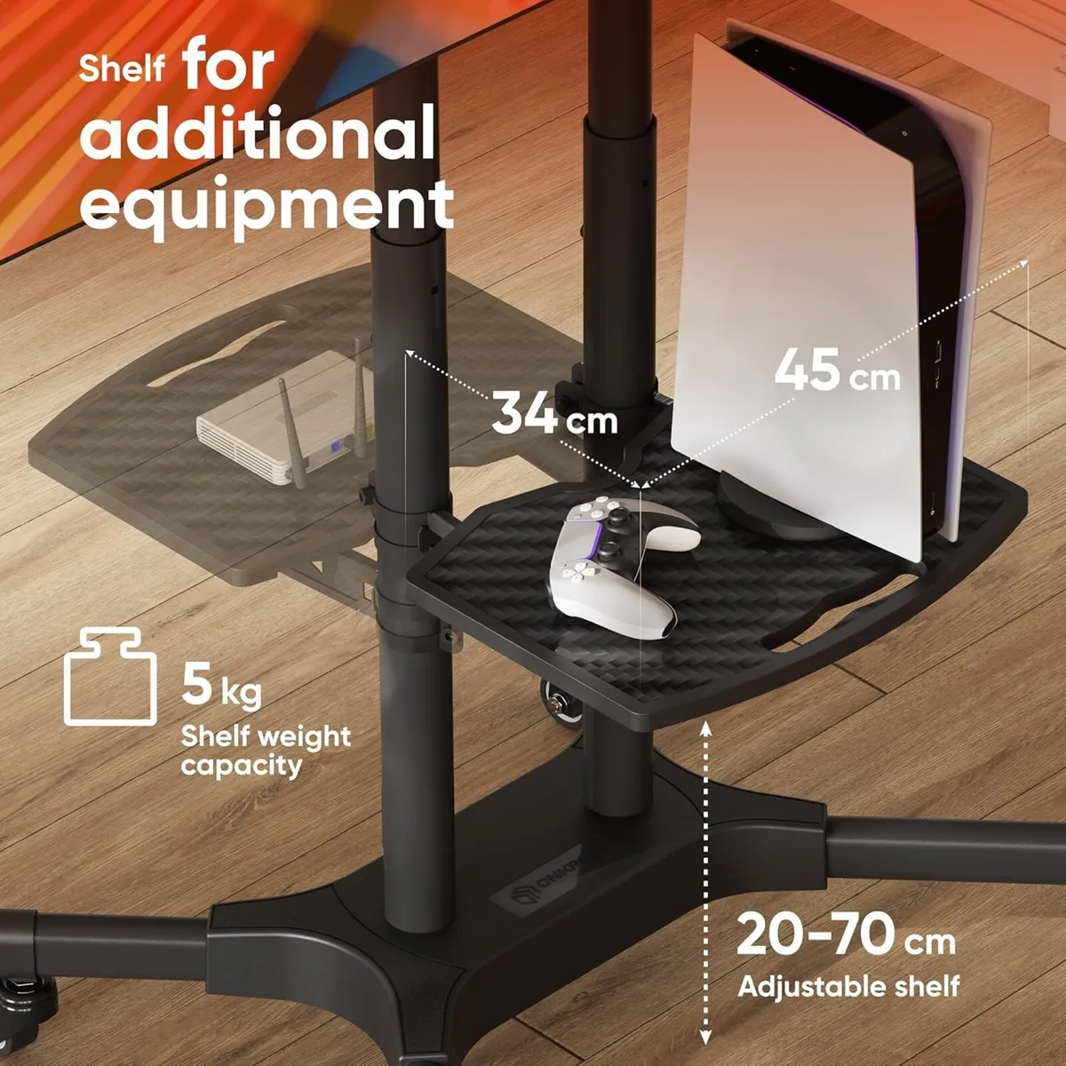 Mobile TV Stand on Wheels for 32-65 Inch Screen - Image 4
