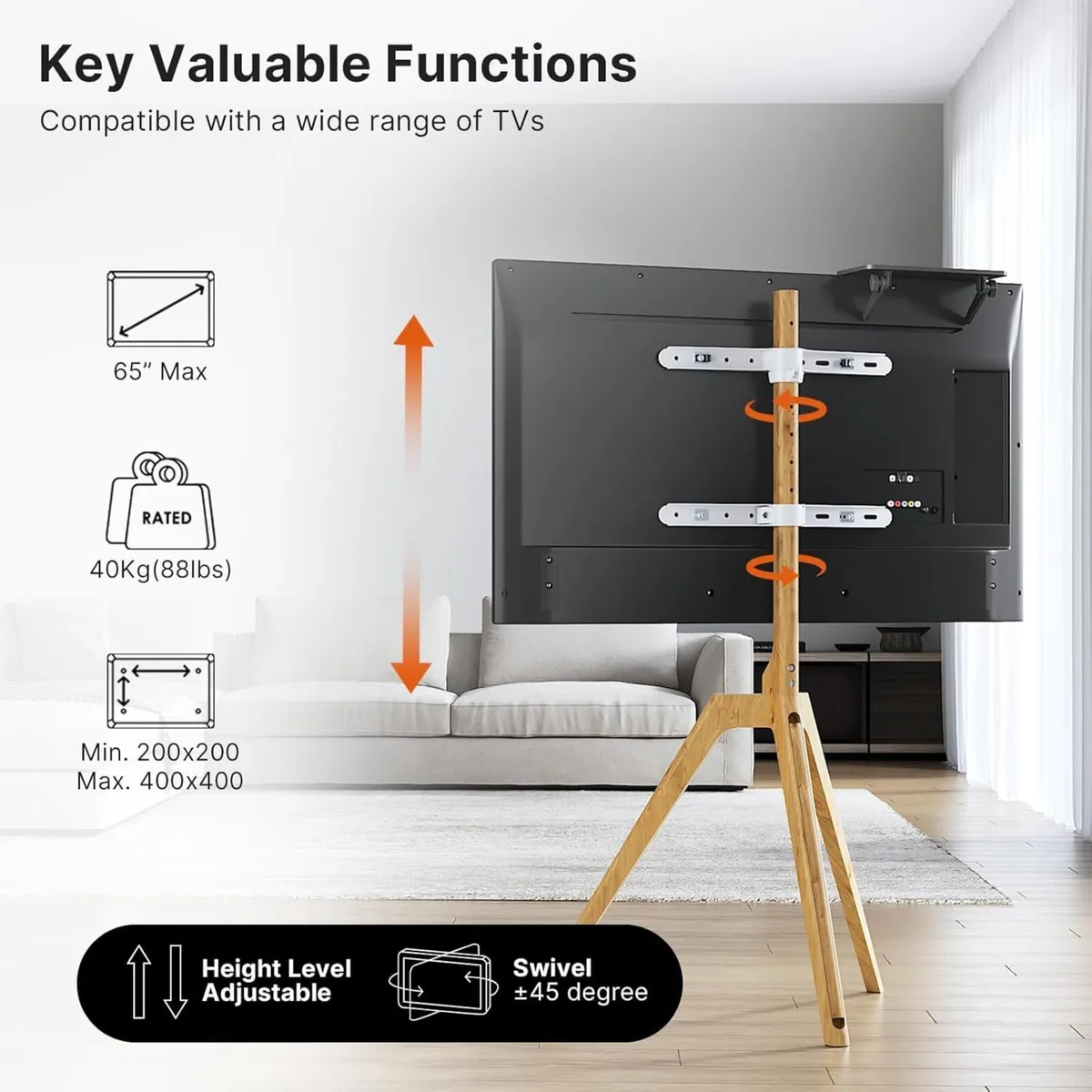 Easel TV Stand Tripod for Universal 45-65 inch - Image 3