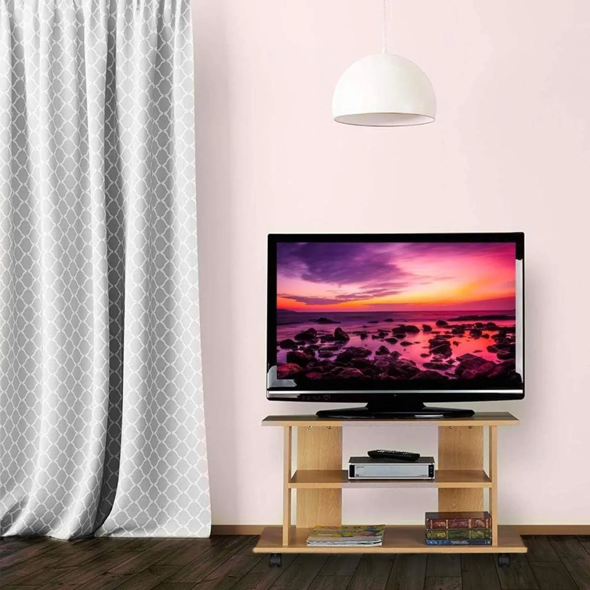 MDF Wood TV Cabinet with 2 Shelves for Video - Image 2