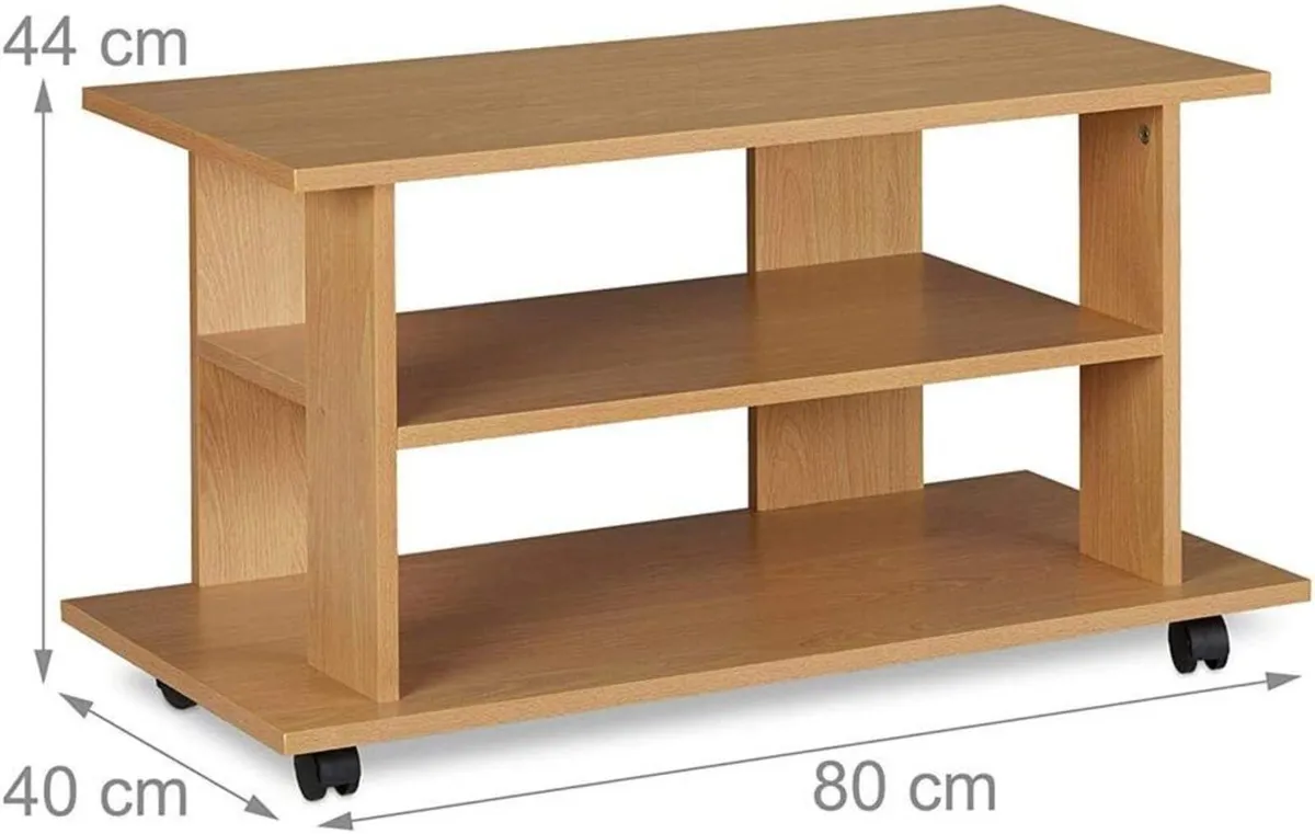MDF Wood TV Cabinet with 2 Shelves for Video - Image 3