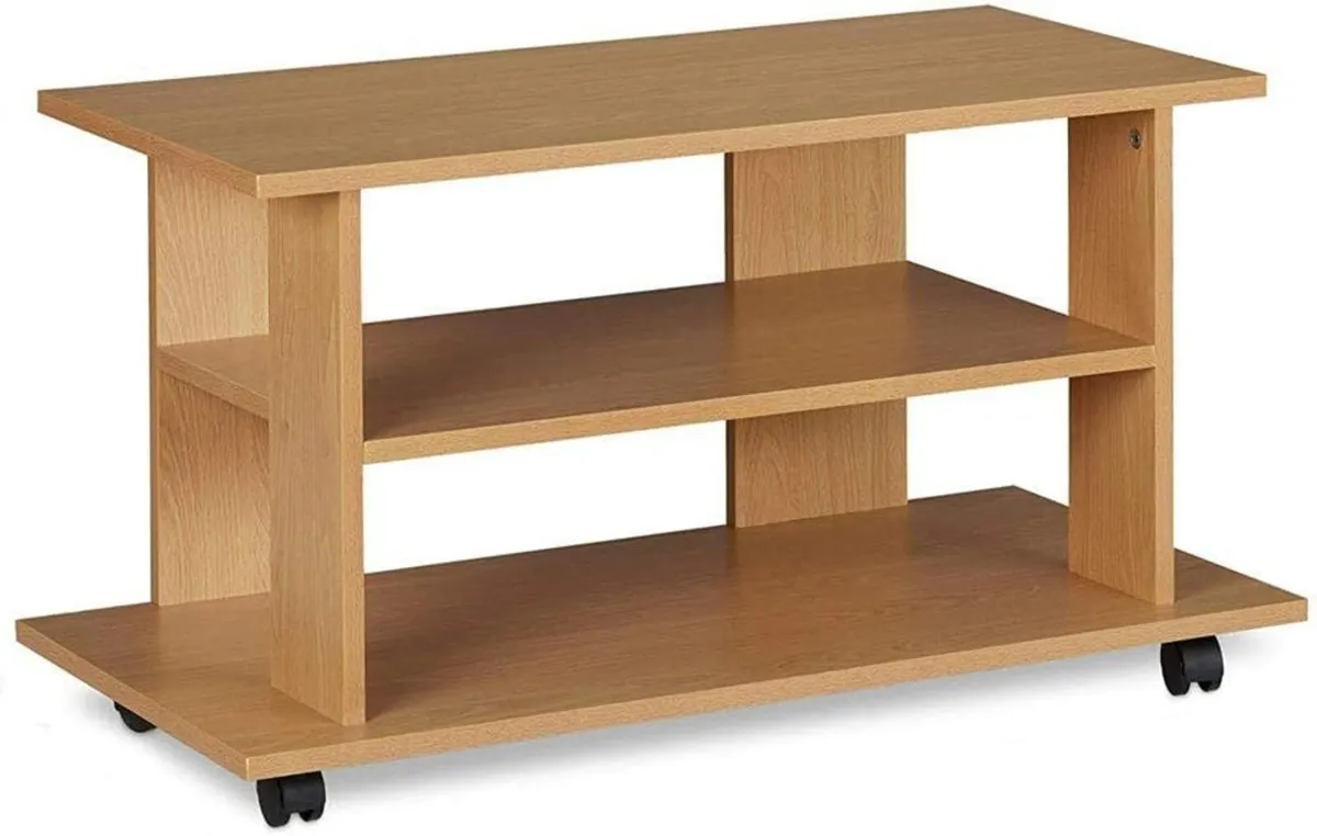 MDF Wood TV Cabinet with 2 Shelves for Video - Image 4