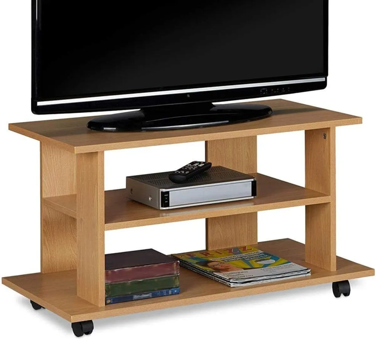 MDF Wood TV Cabinet with 2 Shelves for Video - Image 1