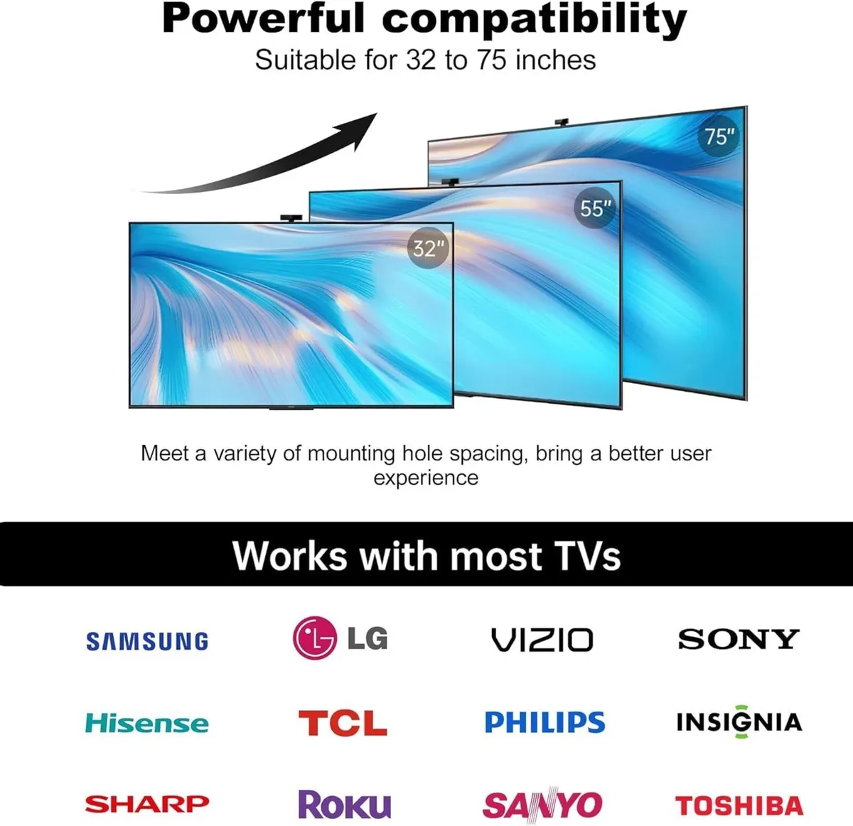 Rolling TV Stand Mobile on Wheels for 32-75 inch - Image 2