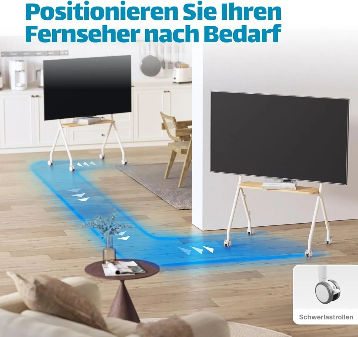 TV Stand with Wheels Easel Mobile Cart for 49-80 - Image 3