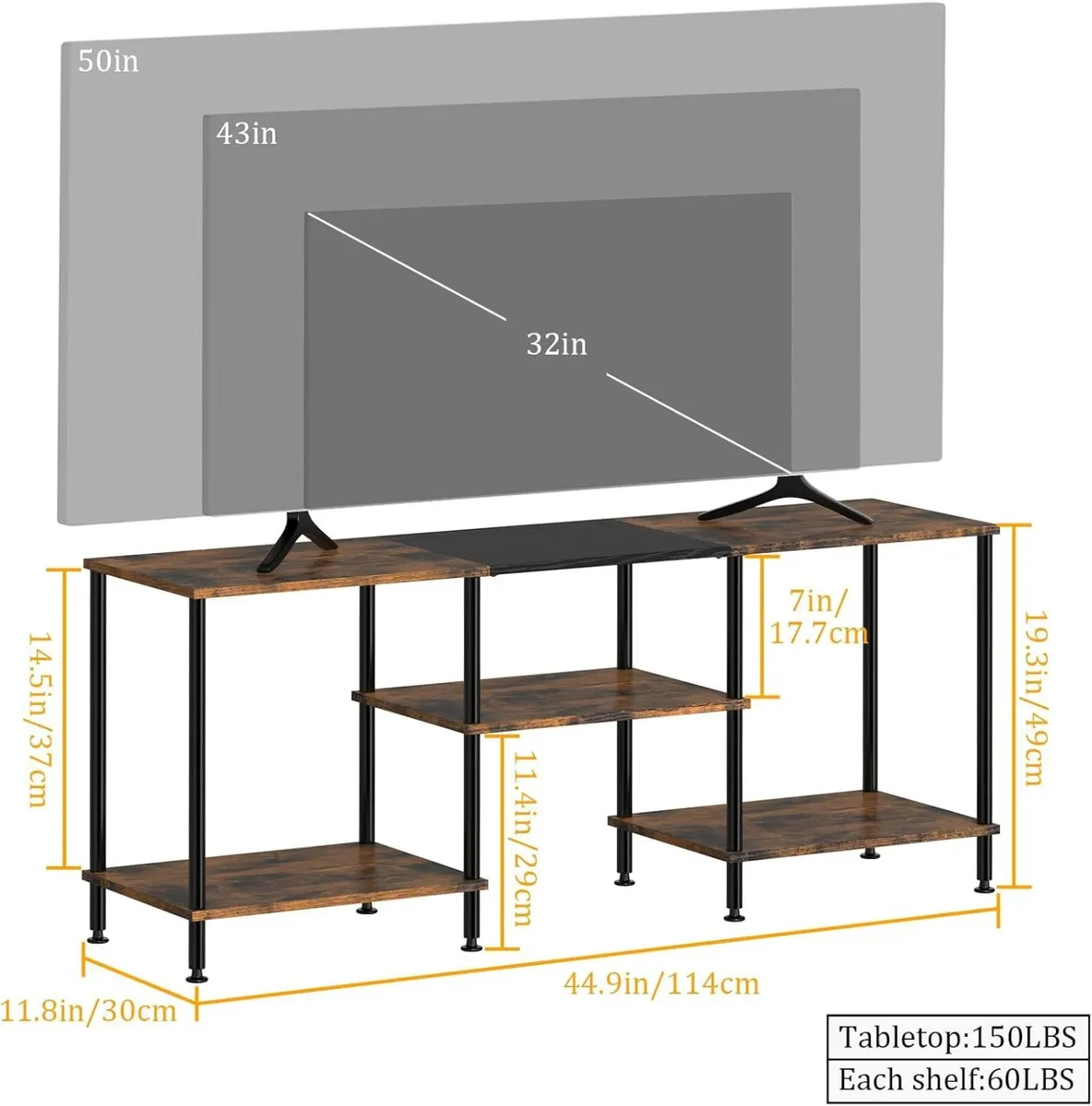 Industrial Shelf TV Furniture Piece Table 114 x - Image 2