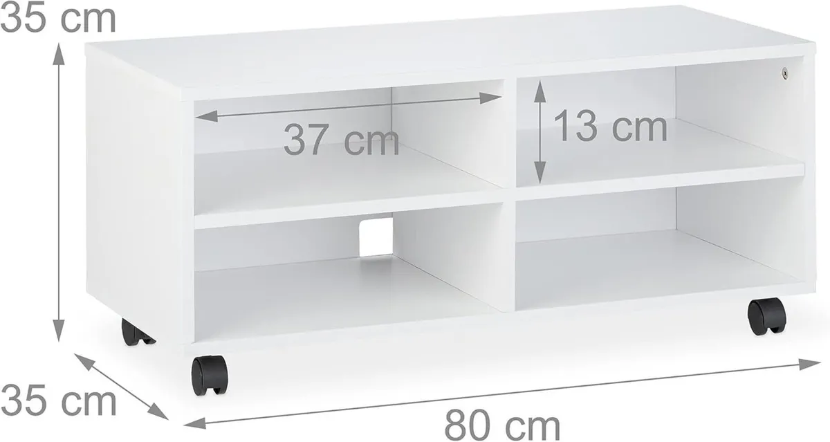 4-Compartment TV Stand on Casters for CDs DVDs - Image 3