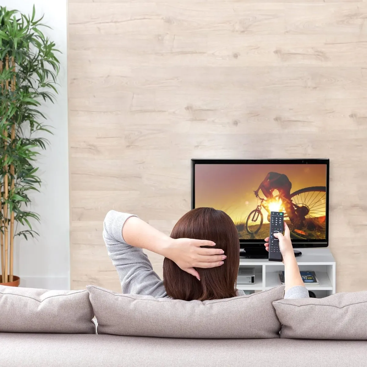 4-Compartment TV Stand on Casters for CDs DVDs - Image 4