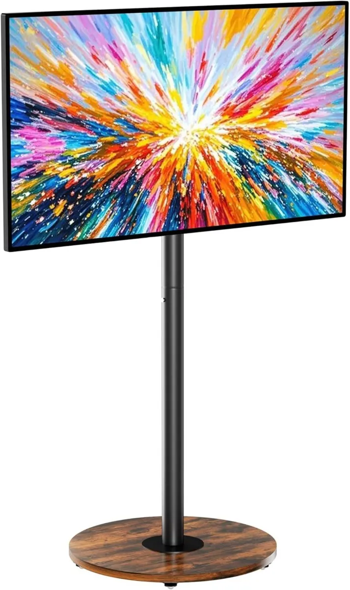 Floor TV Stand with Wheels Adjustable Height - Image 1