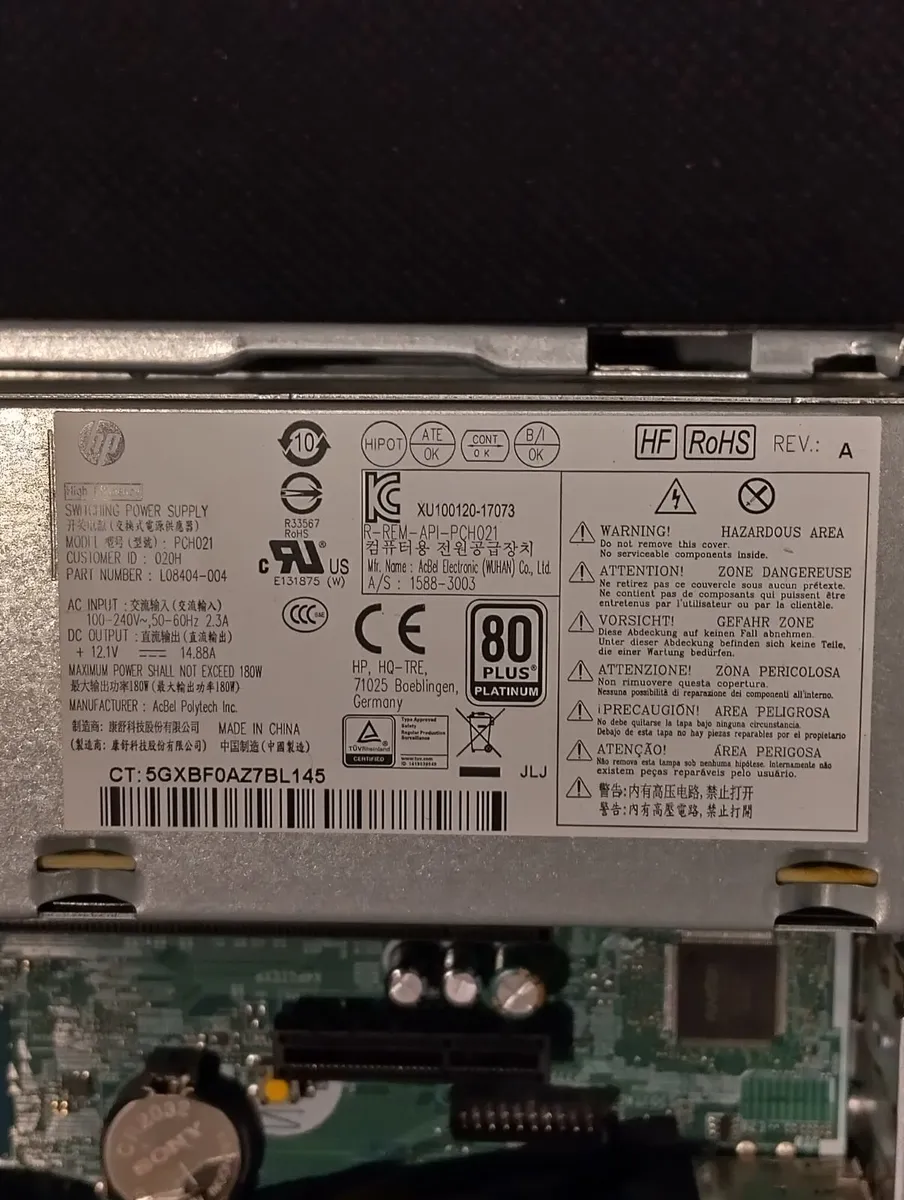 HP ProDesk 600 G4 SFF (i5 8th Gen) and power cable - Image 2