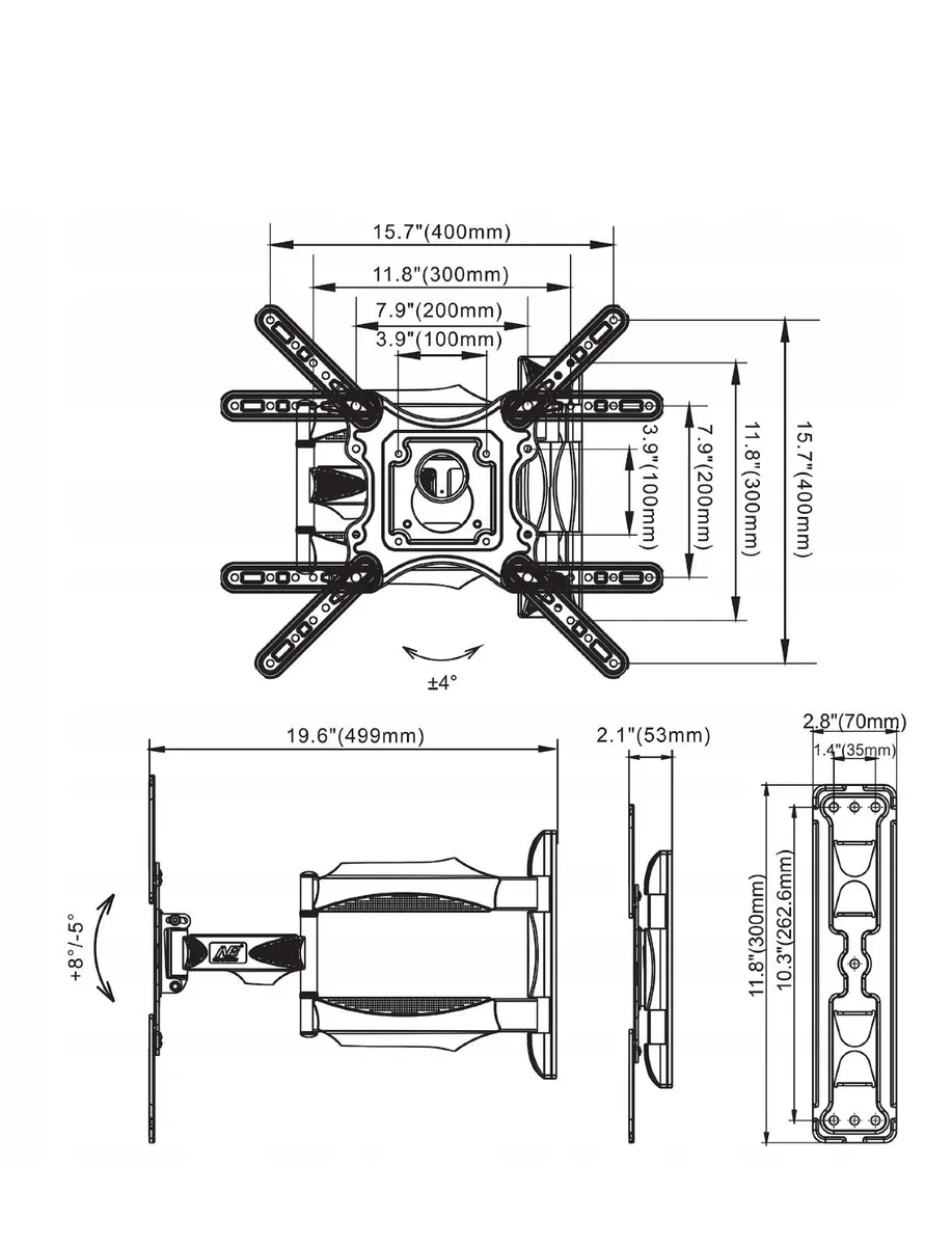 TV Wall Mount Bracket Tilt Swivel 32" - 55" TV - Image 2
