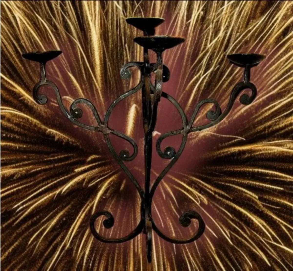 Pair Of Vintage Iron Candleabra - Image 1