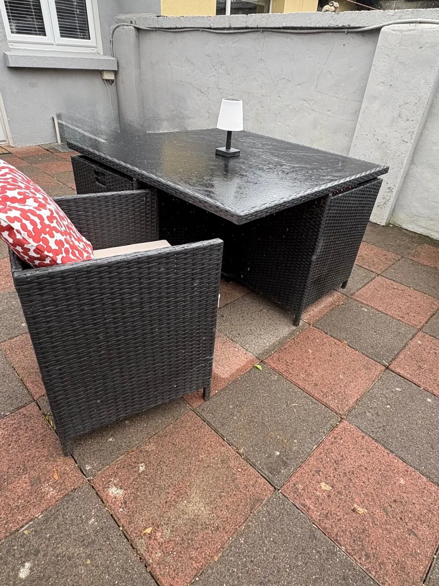 Dark Grey 4-Seater Cube Rattan-Effect Garden Set - Image 2