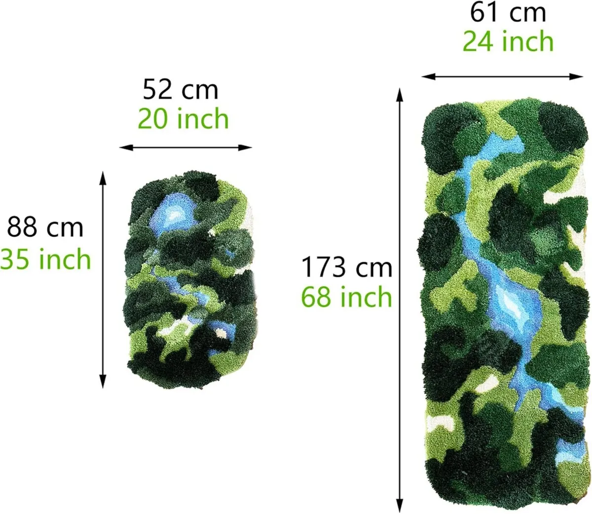 61x183cm Moss Hallway Runner Rug Shag Carpet Leaf - Image 2