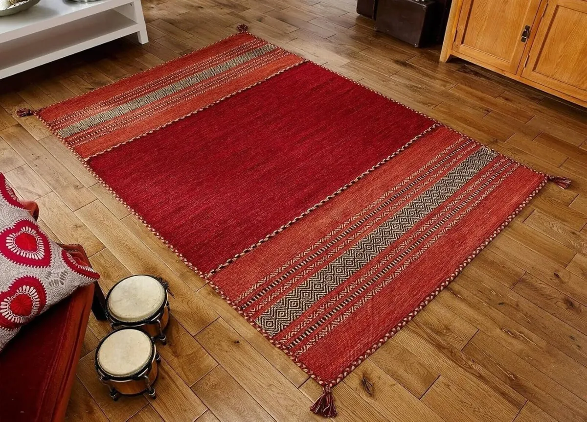 Handmade Moroccan Kilim rug Vintage carpet Flat - Image 1