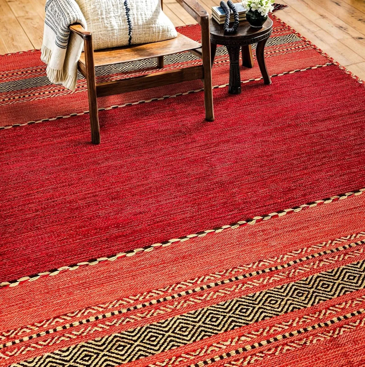 Handmade Moroccan Kilim rug Vintage carpet Flat - Image 3