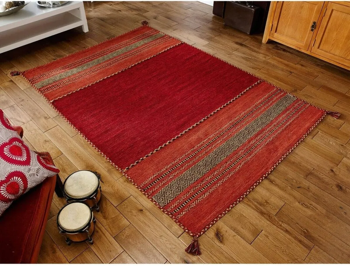 Handmade Moroccan Kilim rug Vintage carpet Flat - Image 4