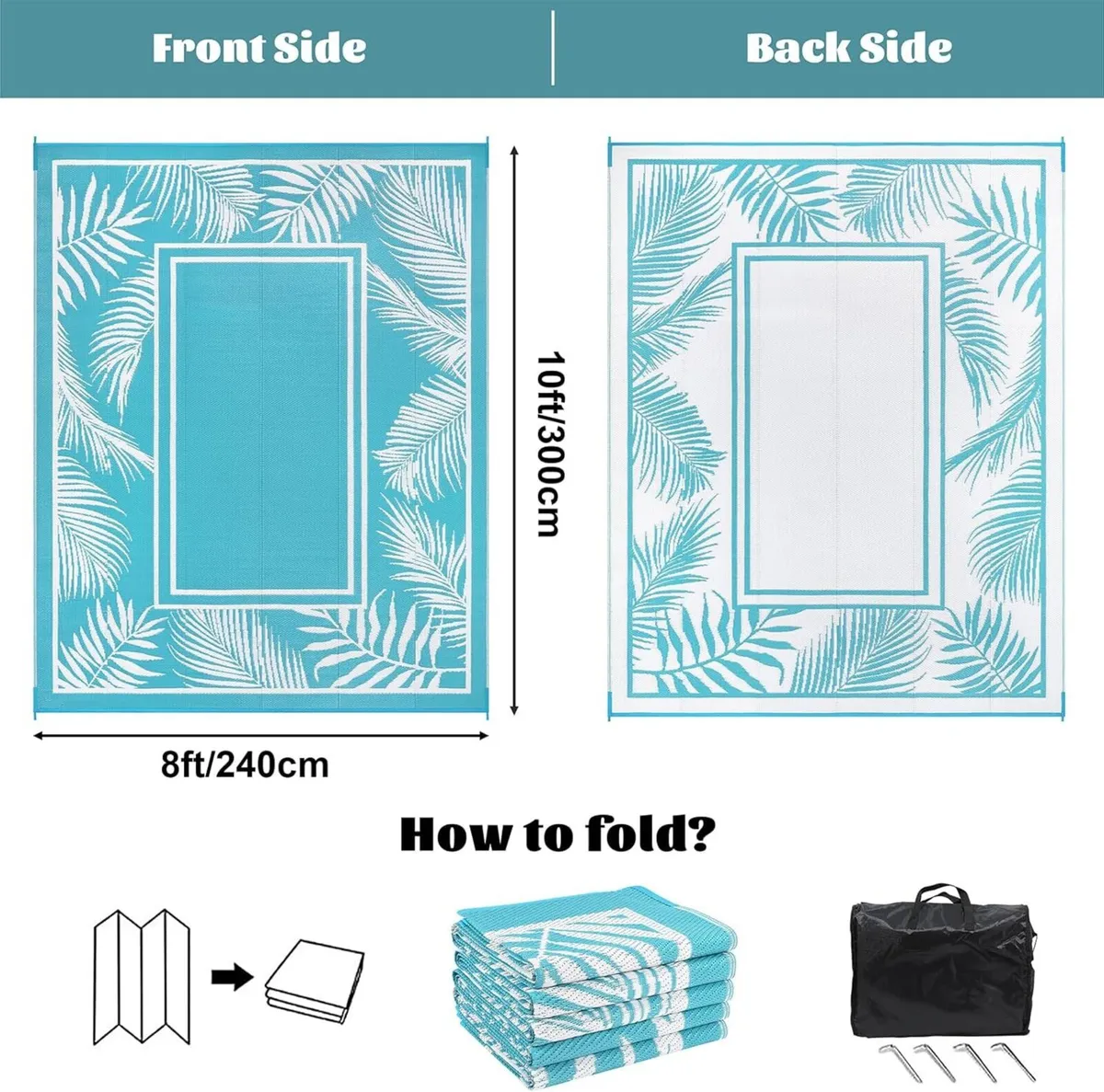 Outdoor Rugs for Patio Waterproof 240 x 300 cm - Image 2