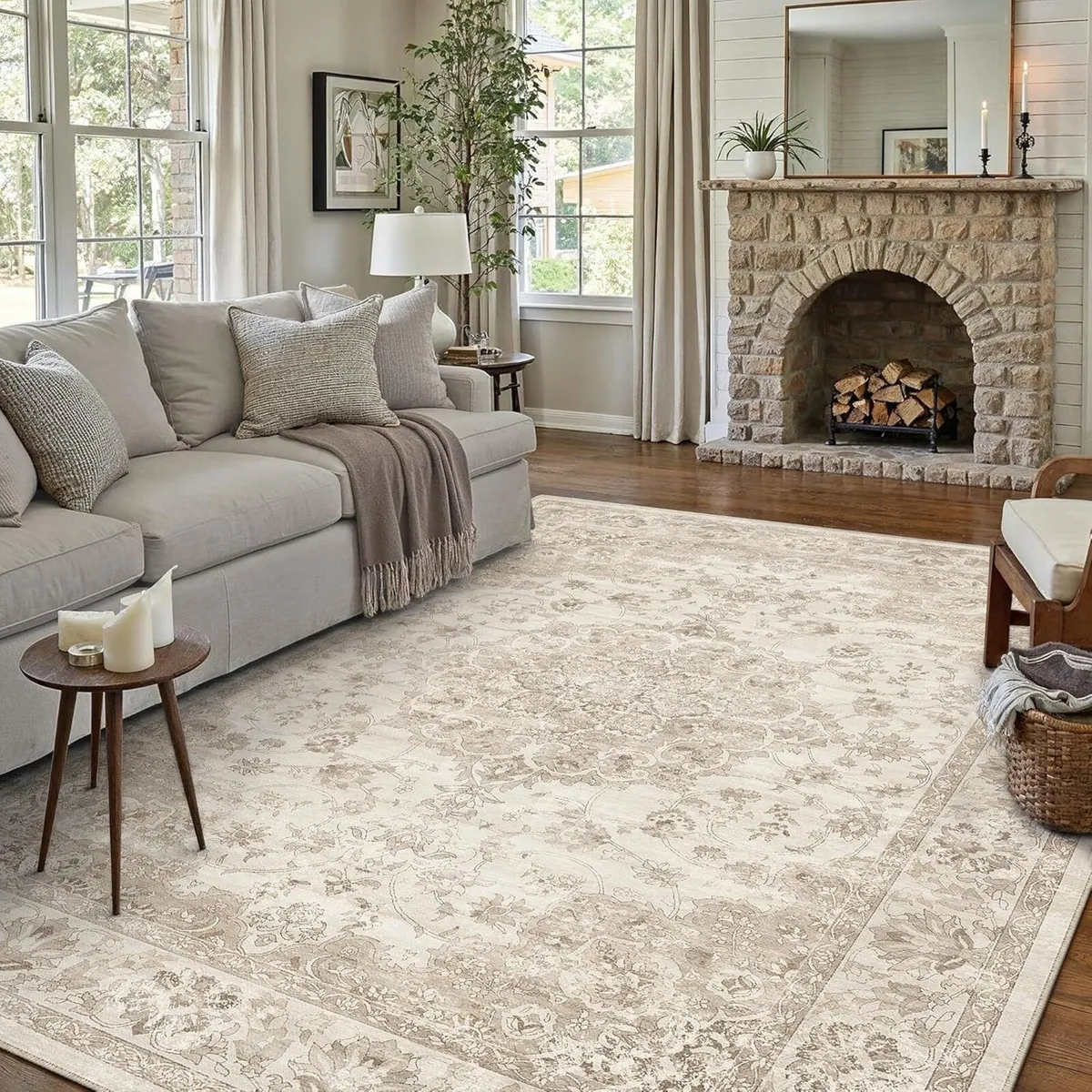 Beige Living Room Area Rug 200x300cm Machine - Image 4