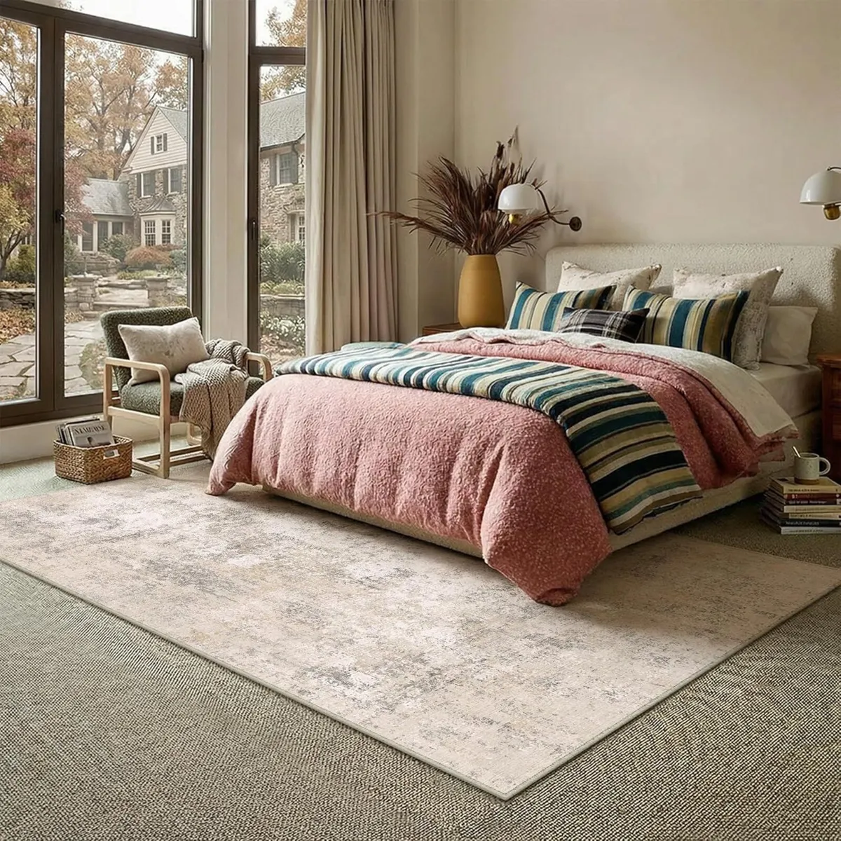 Beige Area Rug Modern Abstract Rugs Living Room - Image 4