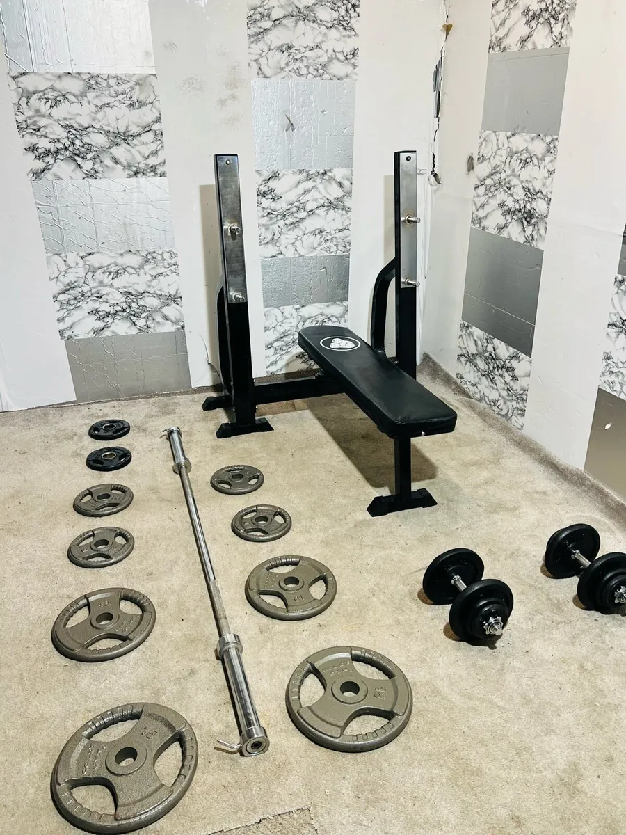 HEAVY DUTY BENCH OLYMPIC WEIGHTS BAR DUMBBELLS - Image 3