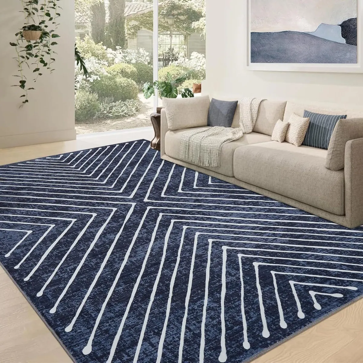 160 x 230 cm Washable Living Room Rug Modern - Image 3