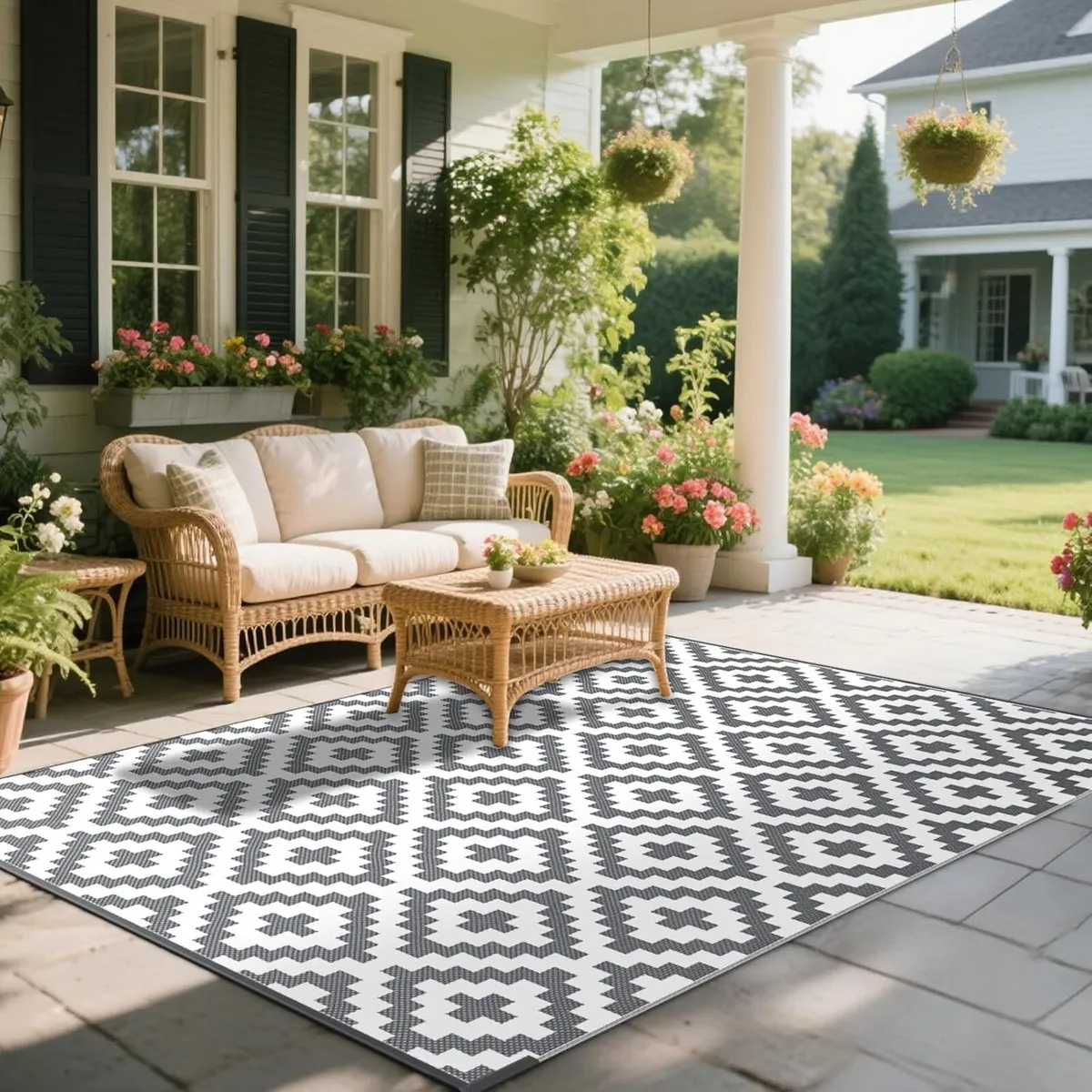 Large Outdoor Rug for Patios Waterproof Anti-slip - Image 3