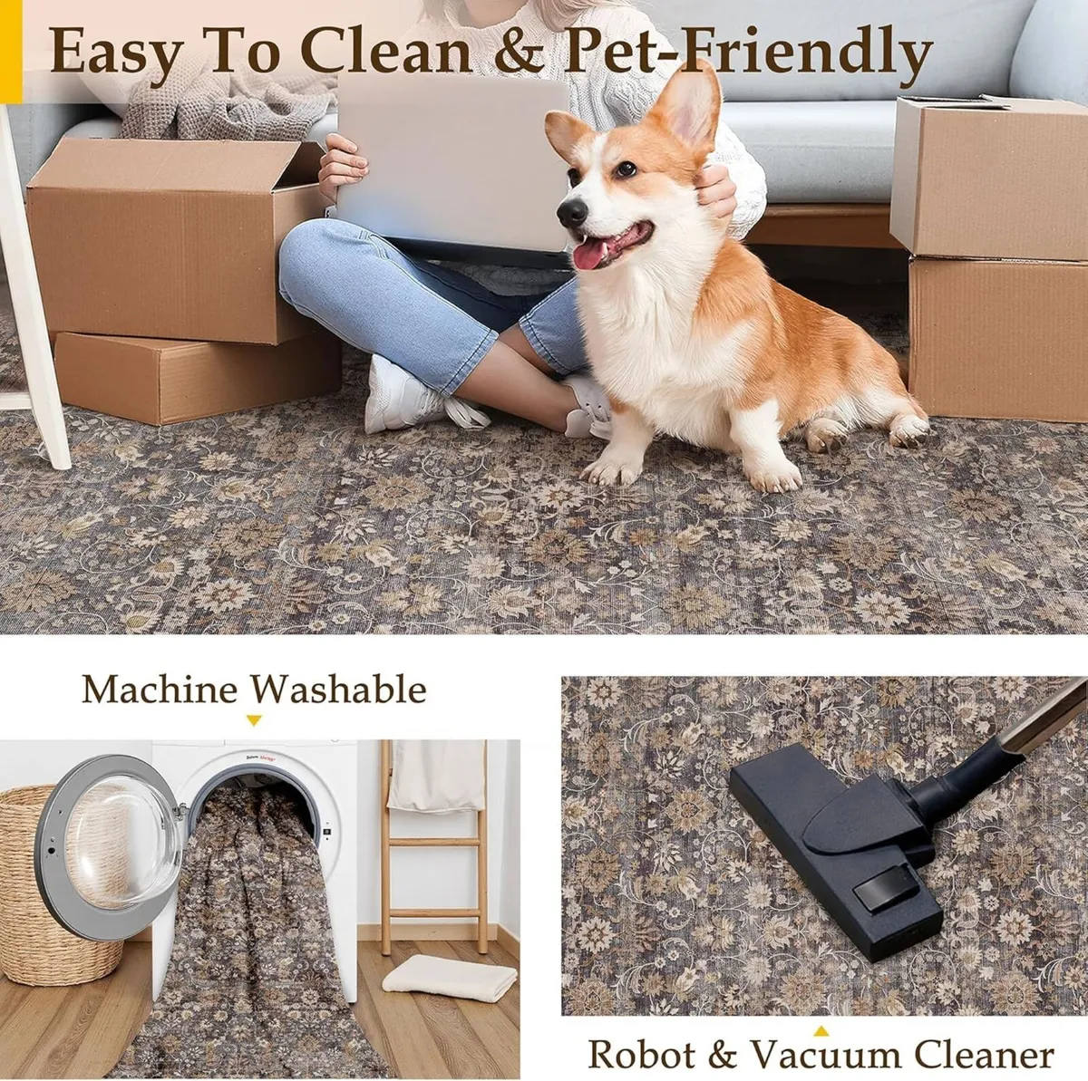 Living Room Rug 180x270 cm Washable Area Rugs for - Image 4