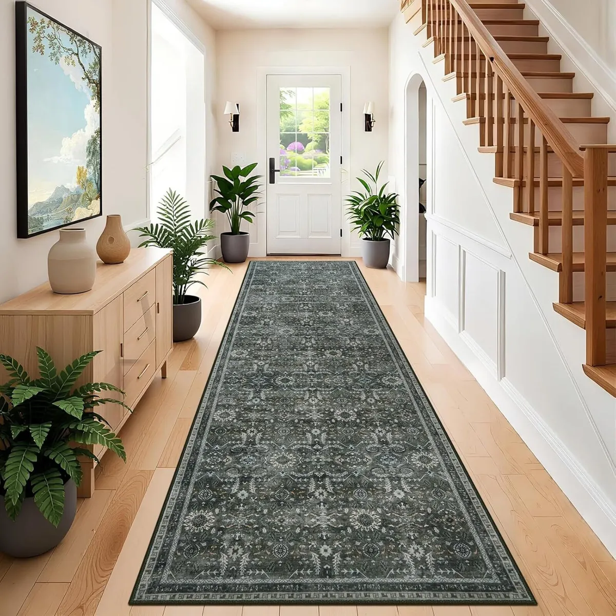 Hallway Runner Rug Washable Vintage Boho Carpet - Image 1