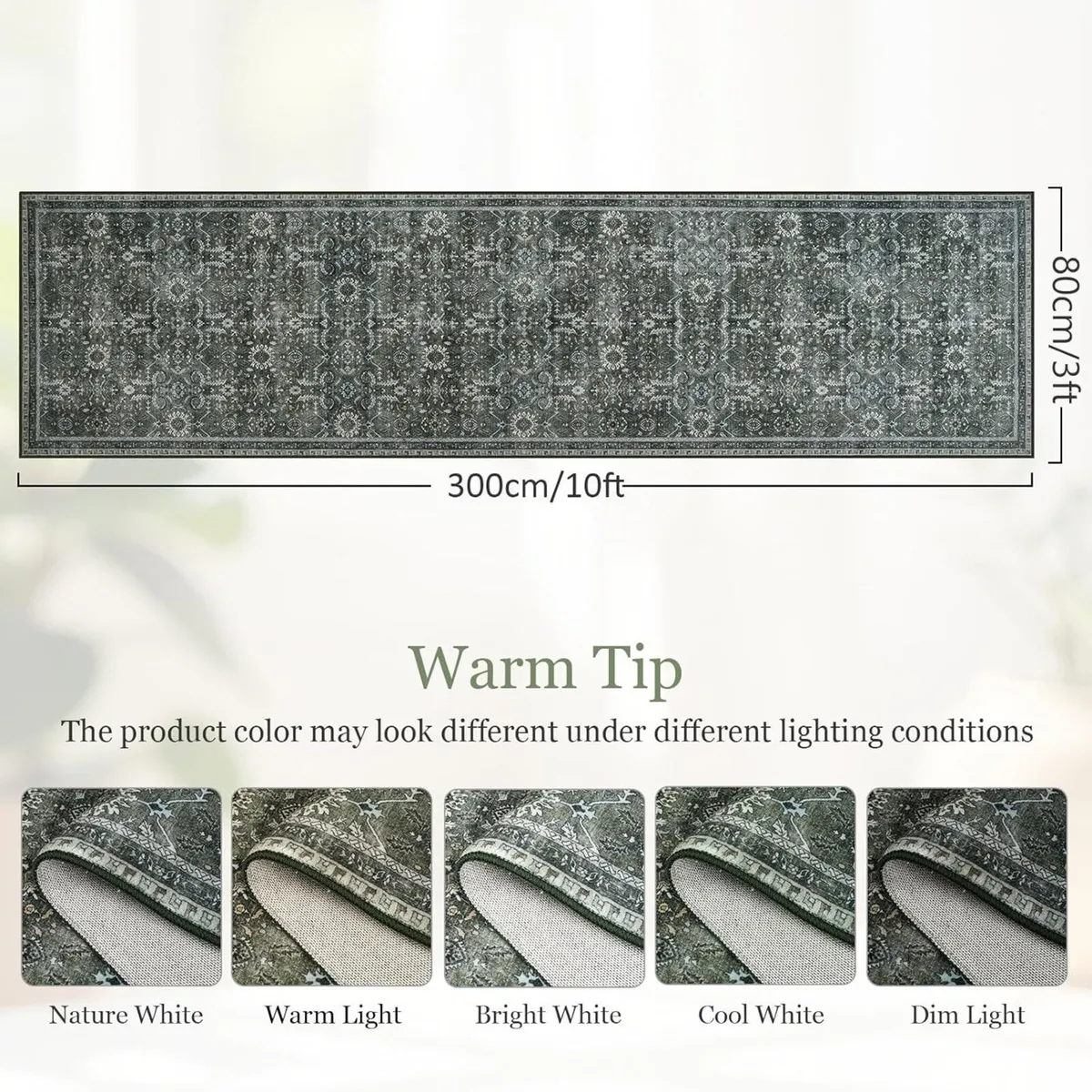 Hallway Runner Rug Washable Vintage Boho Carpet - Image 2