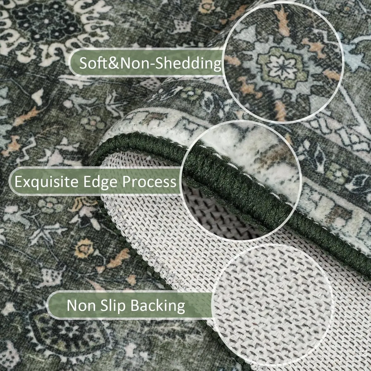 Hallway Runner Rug Washable Vintage Boho Carpet - Image 3