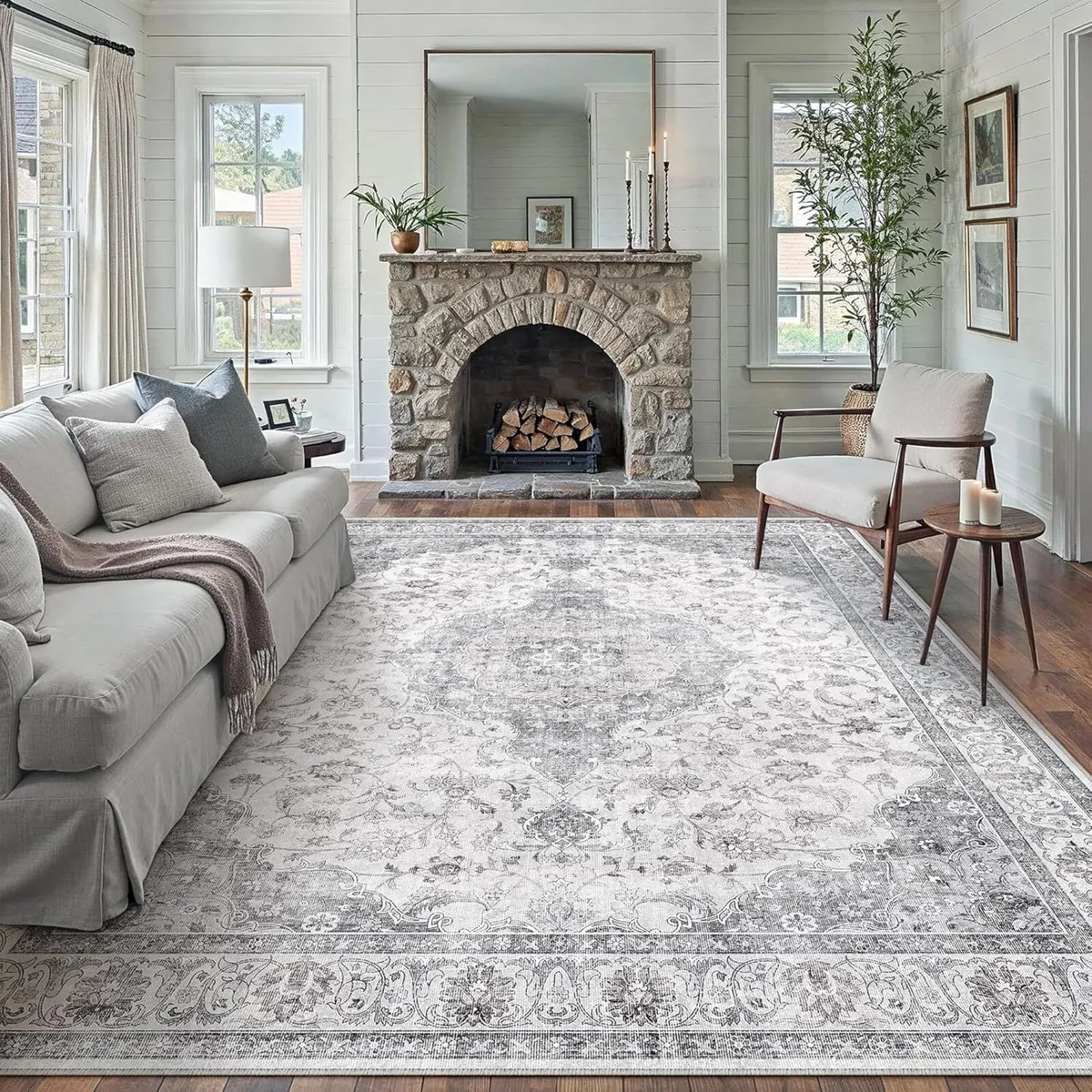 Gray Rugs Living Room 200x300cm Vintage Machine - Image 1