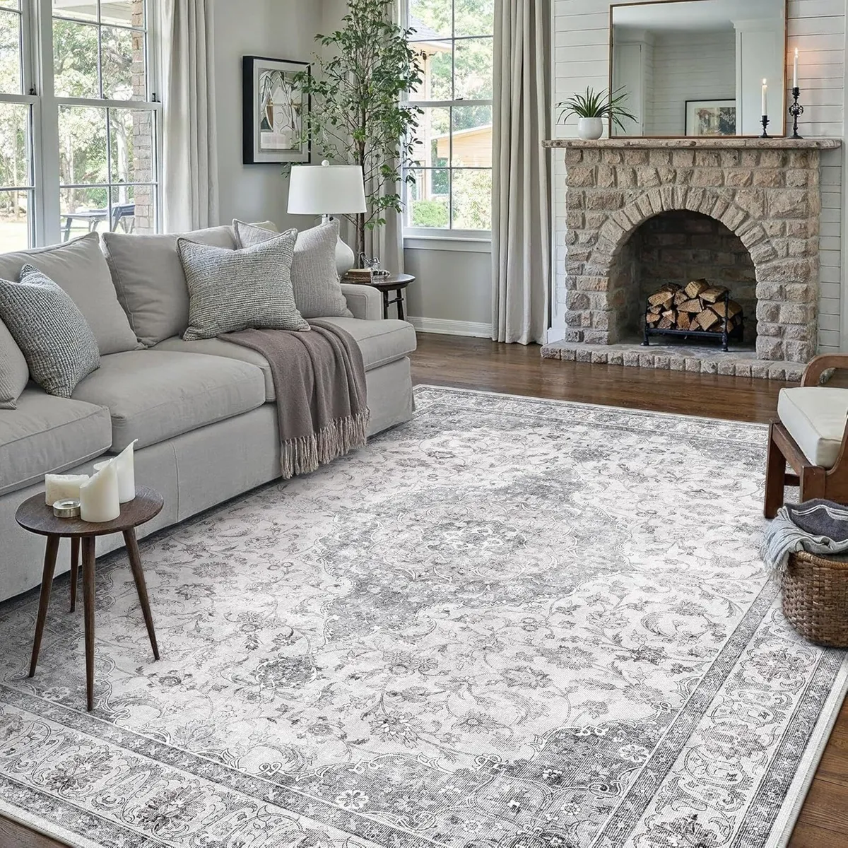 Gray Rugs Living Room 200x300cm Vintage Machine - Image 3