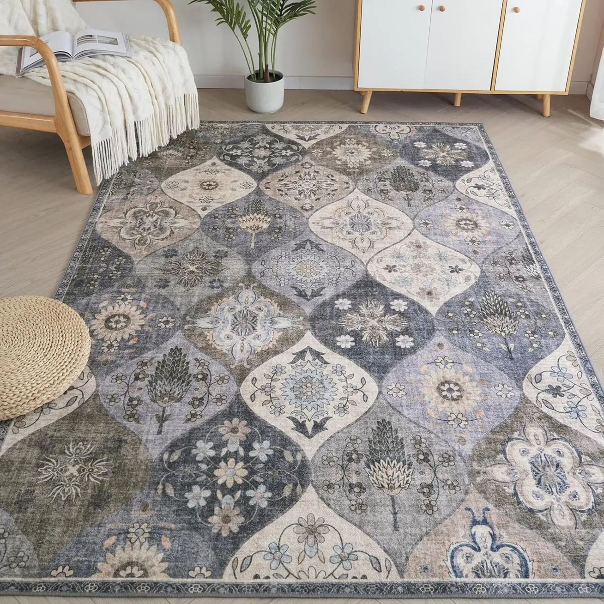 Moroccan Trellis Area Rug 200x300cm Washable - Image 1