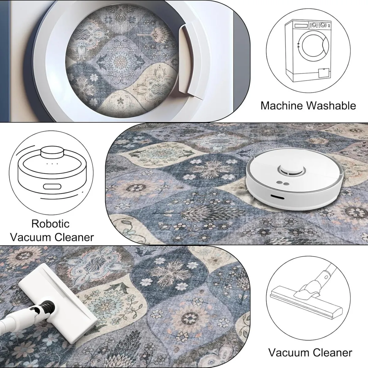 Moroccan Trellis Area Rug 200x300cm Washable - Image 4