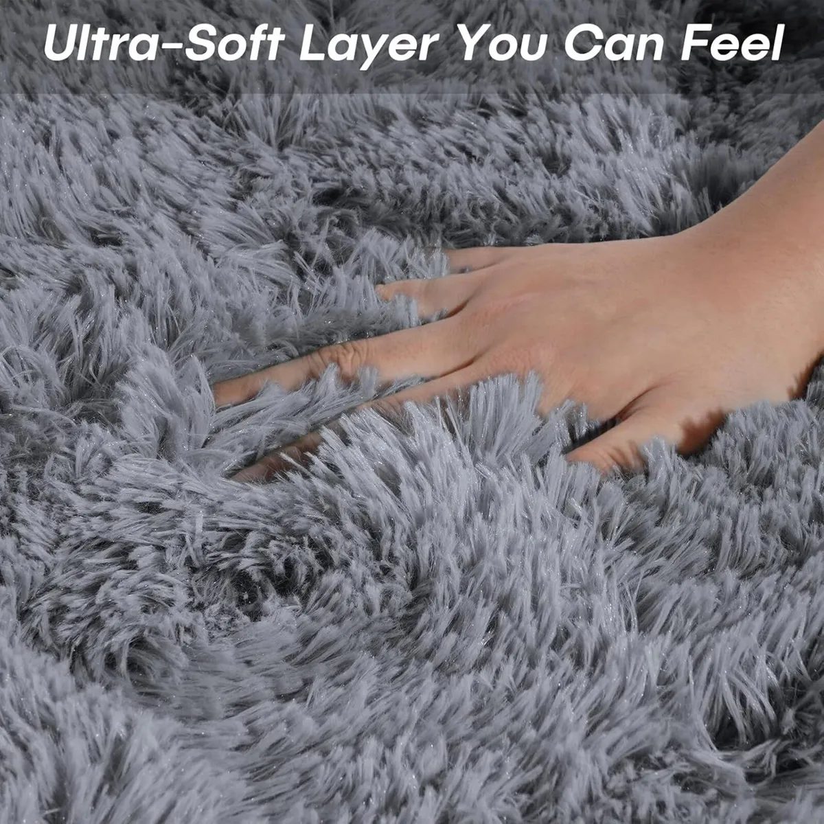 240x300cm Grey Shaggy Rug – Soft Fluffy Area for - Image 3